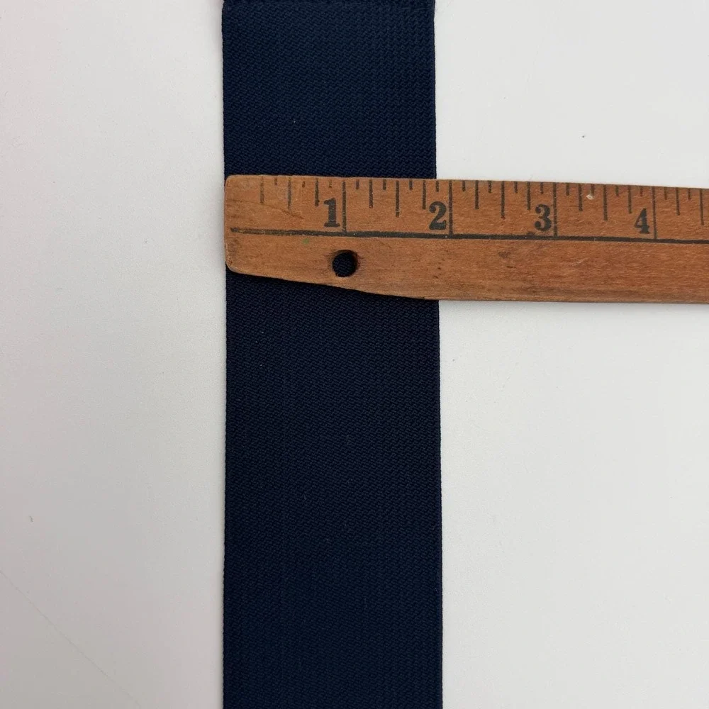 Vintage Navy Blue Elastic Cinch Belt Gold Filigree Round Buckle Medium 27 Inch